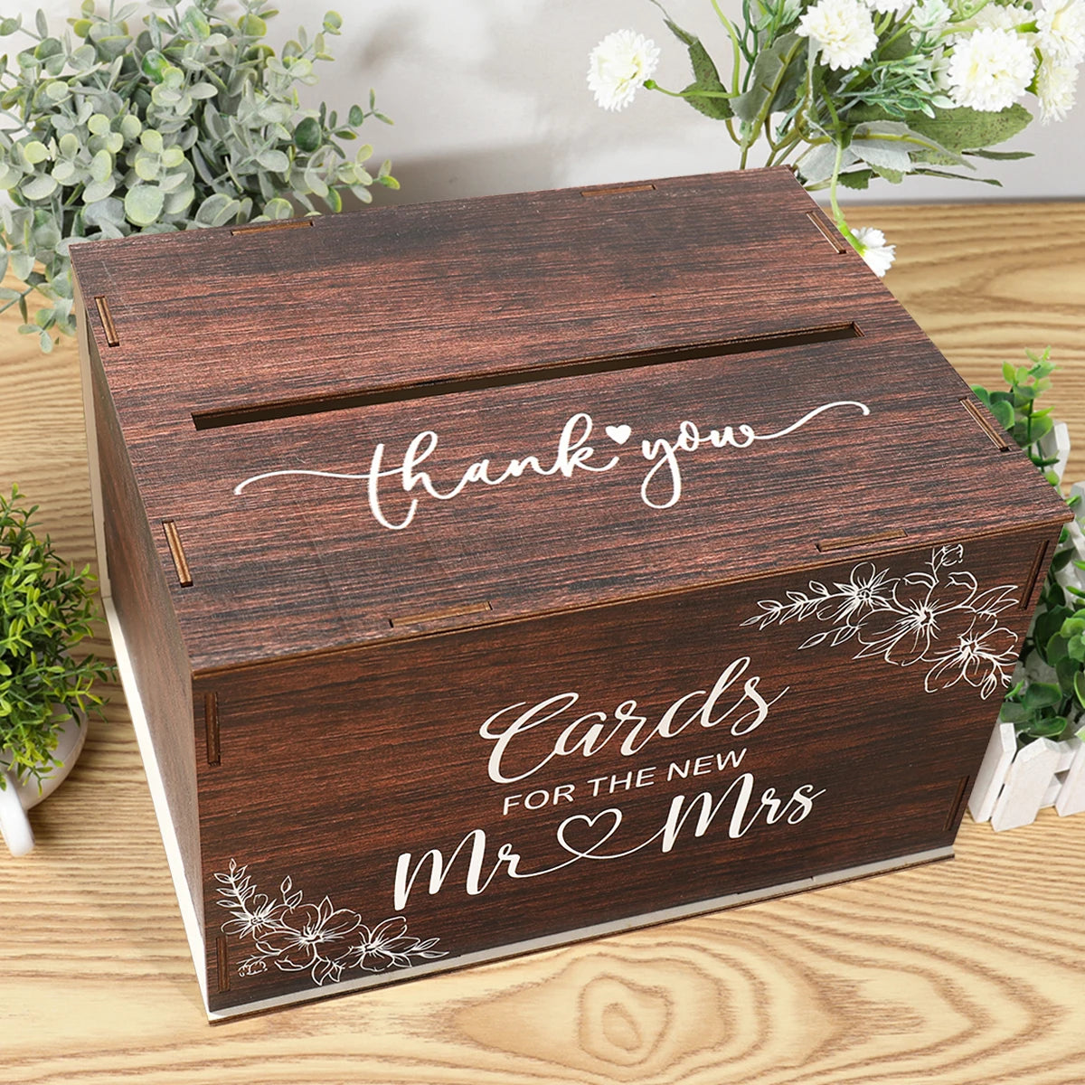 Wedding Card Box with Lid Wood Gift Card Box for Wedding Reception Rustic Envelope Money Box DIY Rustic Wedding Party Supplies