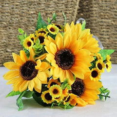 Artificial Sunflower Bouquet Silk Sunflower Fake Flowers DIY Wedding Bouquet Decoration Arrangement Party Home Decor Gift