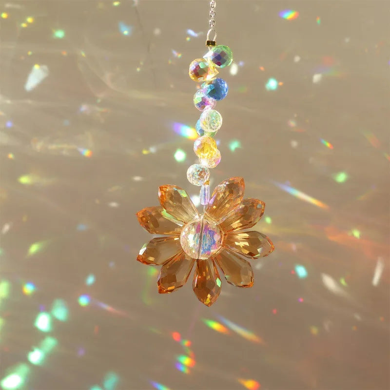 Crystal Sunflower Suncatchers Hanging Christmas Crystal Window Sun Catchers for Fall Rainbow Maker Indoor Outdoor Garden Gift
