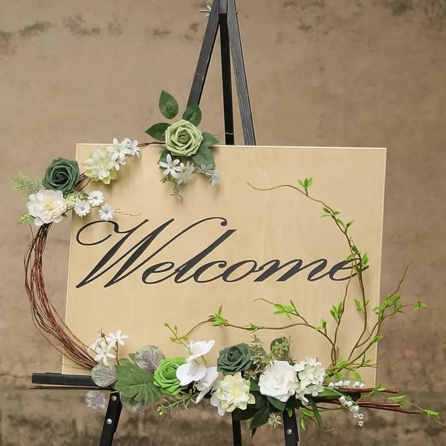Green Artificial Flowers White Rose Fake Flowers   Room Decor Party Garden Wedding Decoration Bouquet Garland Accessories Roses
