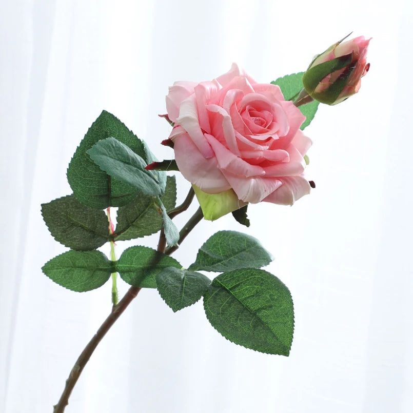 Artificial Flowers Big Silk Pink Roses New Beautiful Branch Vases for Decoration Home Wedding Retro Autumn Fake Plants Festival