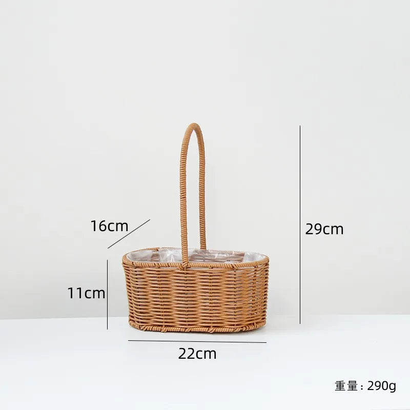 Gift Basket Woven Flower Basket Handmade Flower Basket For Home Wedding Decor Picnic Storage Baskets Rattan Storage Basket