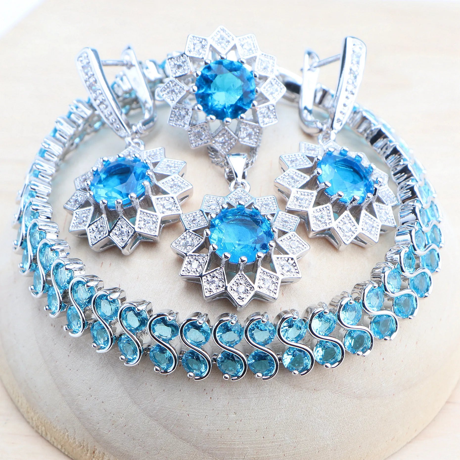 Wedding Silver 925 Jewelry Sets Bracelets Rings Earrings Pendant Purple Cubic Zirconia Necklace For Women Bridal Set Jewelry