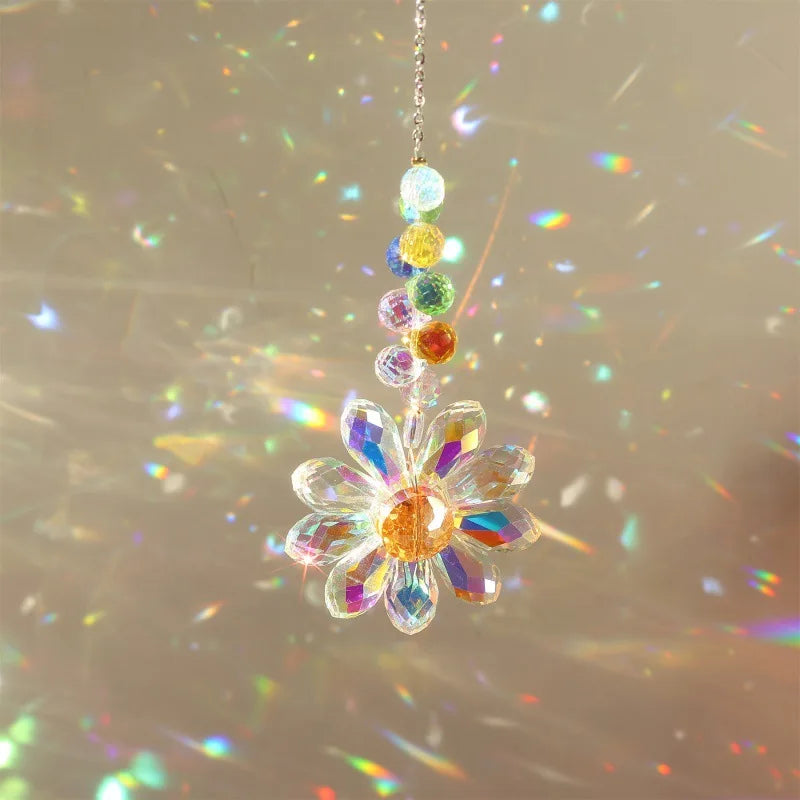 Crystal Sunflower Suncatchers Hanging Christmas Crystal Window Sun Catchers for Fall Rainbow Maker Indoor Outdoor Garden Gift
