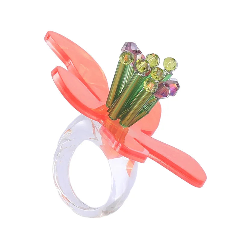 Fashion Europe and America New style Resin Glass Tube Woven Earrings Ring Necklace Female Bohemian Accessories