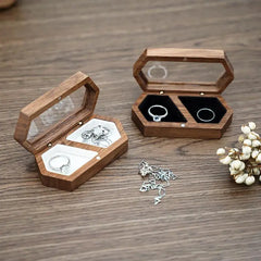 Ring Box Jewelry Storage Engagement Wedding Ceremony Ring Proposal Ring Rustic Wedding Gift for Girl Walnut Wood