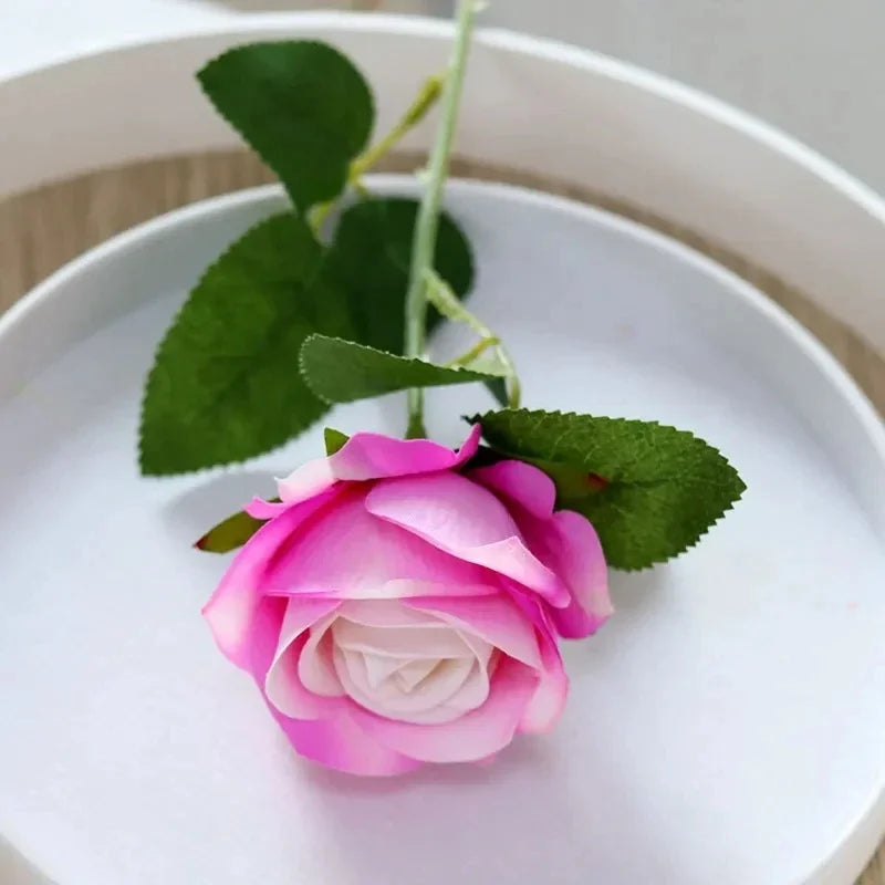 Beautiful 5pcs/lot Blue Artificial Rose Flowers Silk Long Branch Bouquet for Wedding Party Valentine's Day Decoration Bride Home