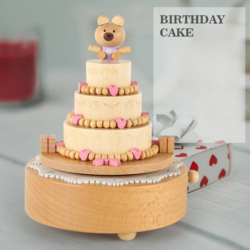 Wooden Carousel Music Box Ornaments Rotatable Hand-cranked DIY Handmade Birthday Christmas Gift Children’s Toys 크리스마스 뮤직 오르골
