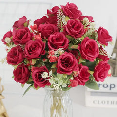 1/3Pcs Artificial Rose Flowers Bouquet for Home Room Decor Fake Flowers Garden Wedding Party Decoration Outdoor Christmas Decor