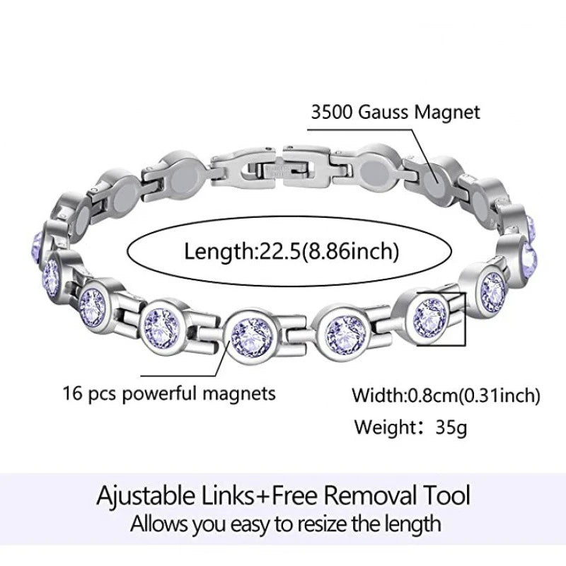Arthritis Healthy Therapy Energy Hologram Germanium Copper Color Anklets Magnetic Crystal Bracelets for Women Rhinestone Jewelry