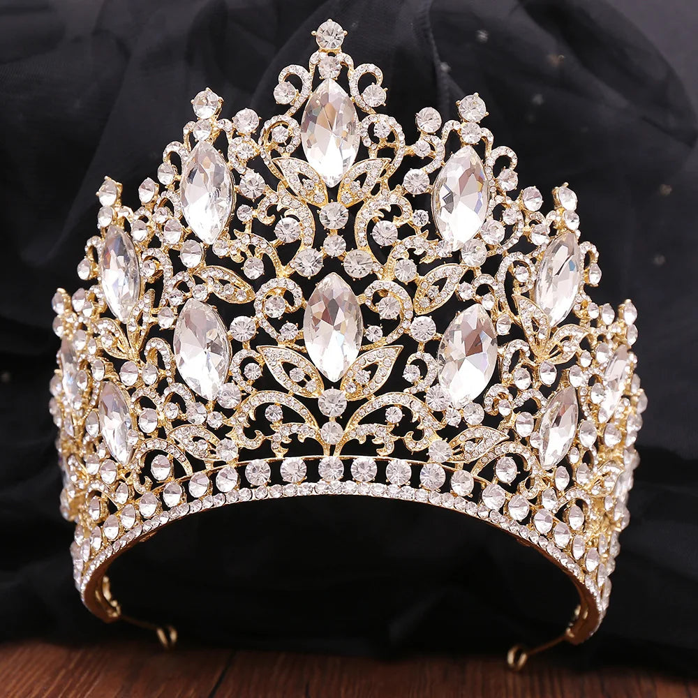 KMVEXO Luxury Big Forest Crystal Rhinestone Crown Wedding Tiara Bridal Hair Accessories Crown Party Wedding Headwear Gift