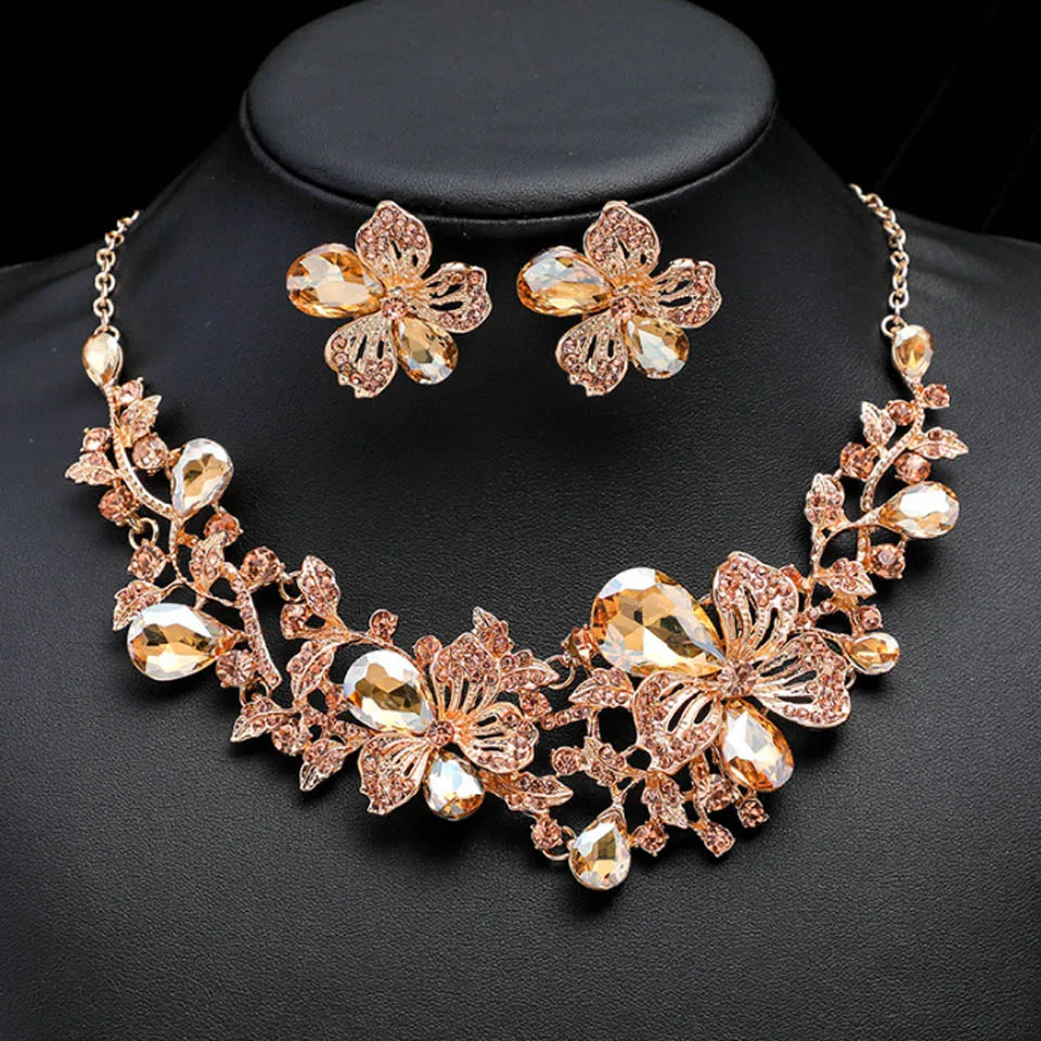 Zlxgirl jewelry Classice Fashion women's wedding jewelry sets colorful Enamel flower necklace with earring accessory