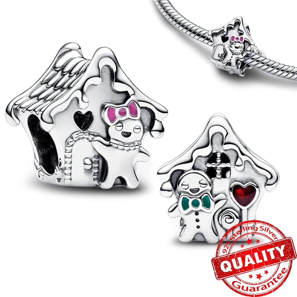 Christmas Series 925 Sterling Silver Gift Box Elk Crystal Ball Love Hot Air Balloon Charms Fit DIY Bracelet Necklace Holiday
