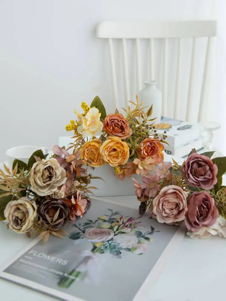 1/3pcs Silk Artificial Flowers Roses Peony Wedding Bridal Bouquets Home Outdoor Garden Arch Diy Gifts Festival Table Decorations