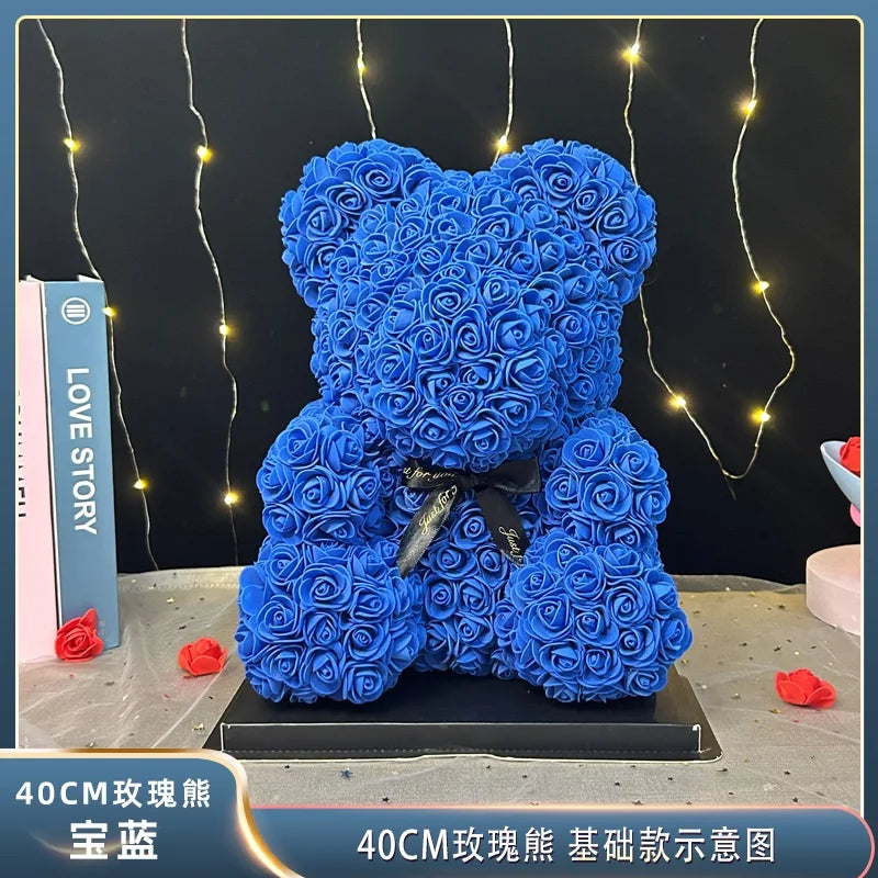 1pc Artificial Rose Bear Flower a Gift for Women Christmas Valentine's Day Birthday Anniversary Supplies  Party Decoration