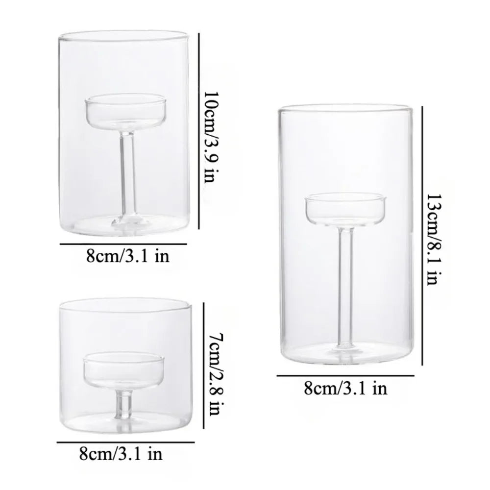 Romantic Glass Candle Holder Home Oil Lamp Windproof Candlestick Table Decor Ornament Wedding Party Accessories