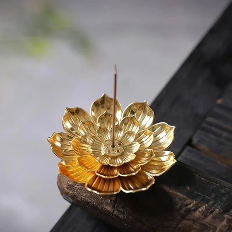 Alloy Incense Burner Stick Lotus Flower Incense Holder Buddhism Mini Sandalwood Censer Temples Yoga Studio Home Decor Supplies