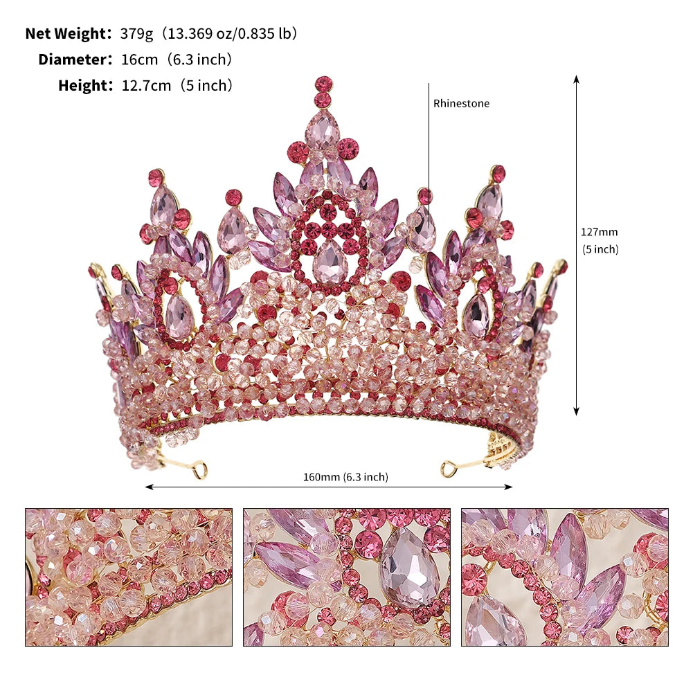 Luxury  Zircon Wedding Crown Bridal Headwear Brithday Party Crystal Rhinestone Headband Handwork Headpiece for Women Tiaras
