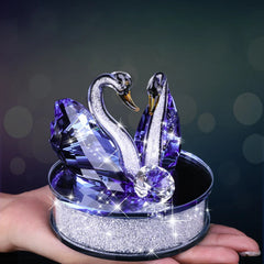 Exquisite Handmade Crystal Swan Crystal Animal Figurines Glass Car Ornament Decor Couple Swan With Base Home Decor Xmas Gift