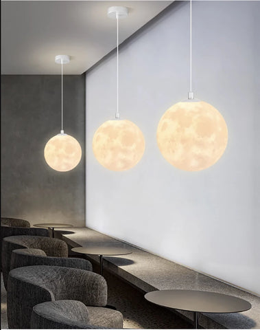 Nordic Ceiling Chandelire 3D Printing Moon Light Children's Room Bedroom Kitchen Pendant Lamp Indoor Decor Planet Small Chandeli