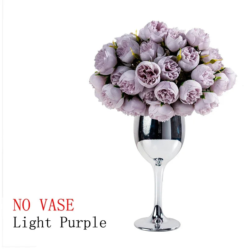 27Heads Peony Artificial Flowers for  Vase DIY Decor Bride Rose Bouquet Fake Flower Wedding Party Centerpieces Decoration Plants