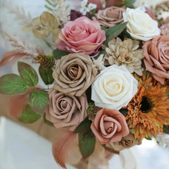 Champagne Rose Artificial Flowers Fake Flower   Decor Party Garden Wedding Marriage Decoration Bouquet Garland Accessory Leaves