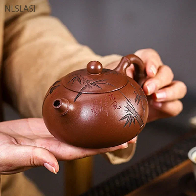 230ml Authentic Yixing Purple Clay Teapot Master Handmade Xishi Kettle Custom Beauty Tea Infuser Chinese Zisha Tea Accessories