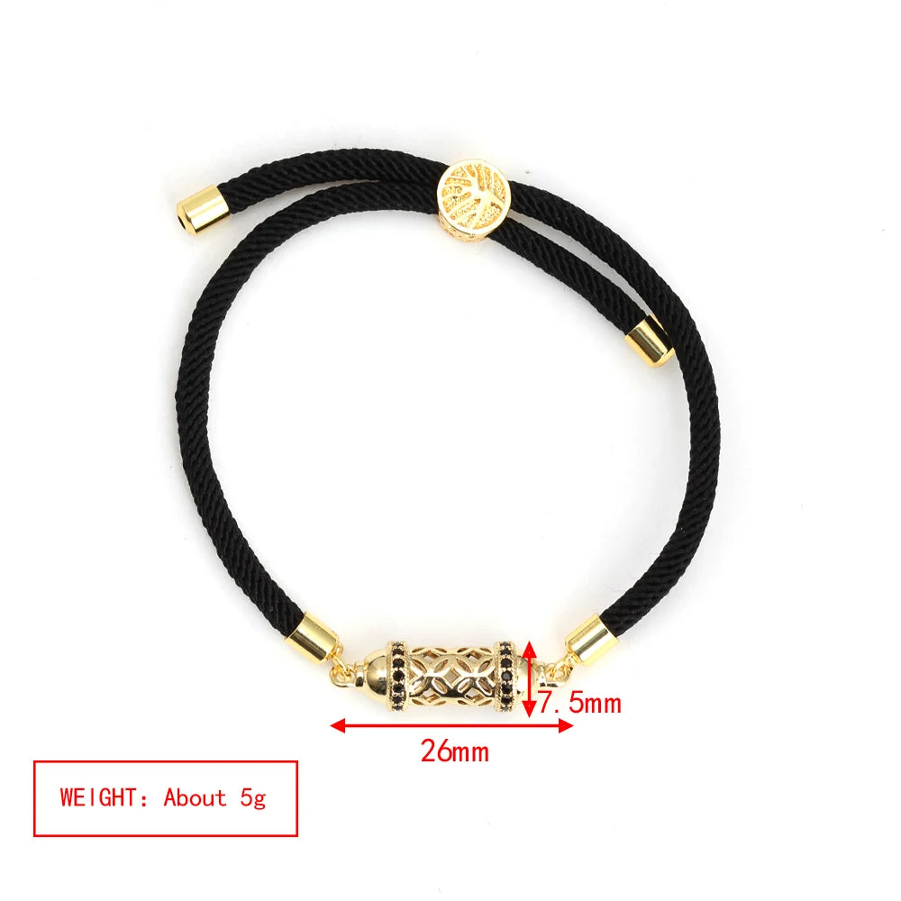 Enamel Tube Spacer Colored Zircon Beads Charm Bracelet For Women Adjustable Leaf Buckle Pull Rope Boho Summer Beach Jewelry Gift