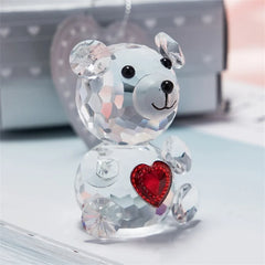 Crystal Bear Figurine with Love Heart, Art Craft Table Ornament Home Wedding Decoration, Romantic Valentine's Day, Friend Gifts