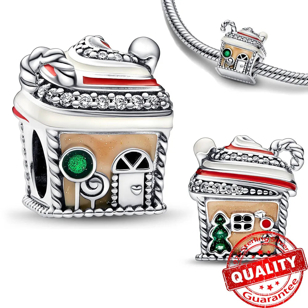 Christmas Series 925 Sterling Silver Gift Box Elk Crystal Ball Love Hot Air Balloon Charms Fit DIY Bracelet Necklace Holiday