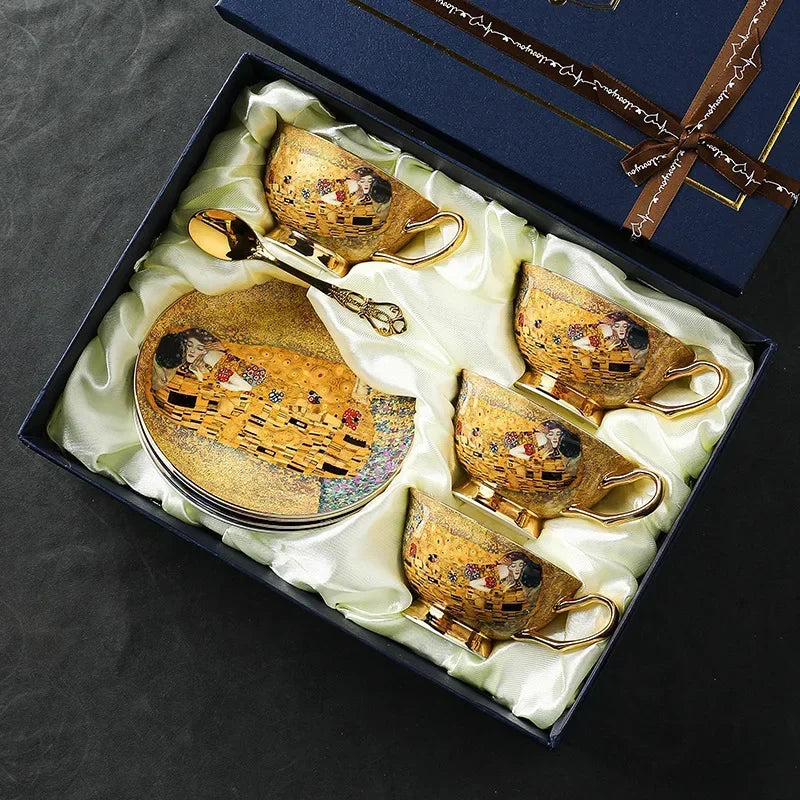 European style coffee cup high-value gift box set, tea tray, bone china, ceramic cup, tea set, afternoon tea gift