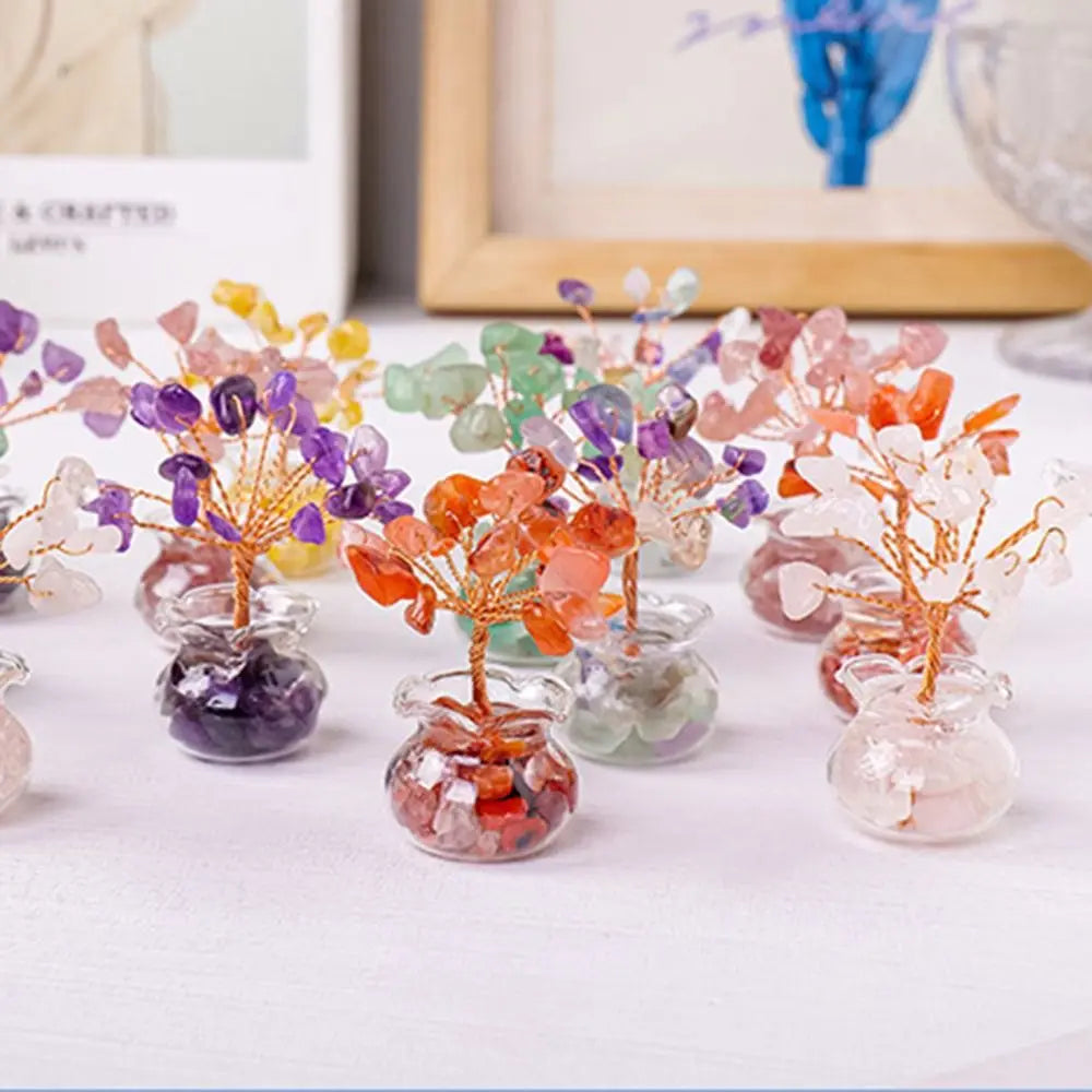 Natural Gemstone DIY Mini Crystal Gravel Tree Rose Quartz Amethyst Healing Stones Children's Gift Home Ornaments Crystal Trees