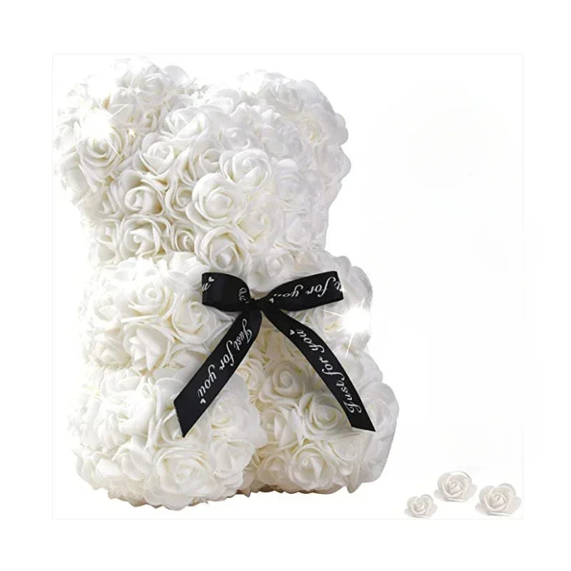 Artificial Flower Eternal Rose Teddy Bear for Mom Mother's Day Birthday Valentine's Day Anniversary Gifts & Decorations