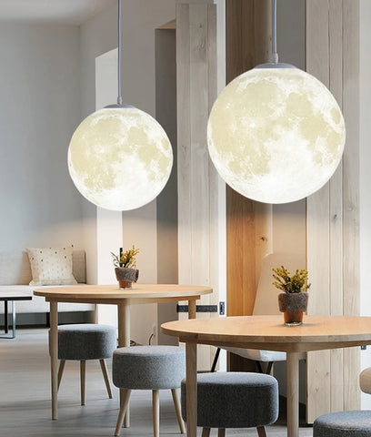 Nordic Ceiling Chandelire 3D Printing Moon Light Children's Room Bedroom Kitchen Pendant Lamp Indoor Decor Planet Small Chandeli