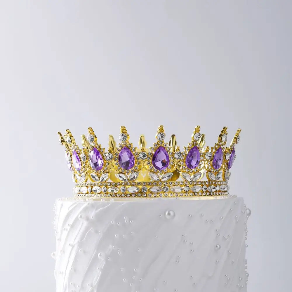 Beautiful Crystal Large Crown Cake Decoration Crown Cake Topper for Gril Birthday Party Cake Decorations