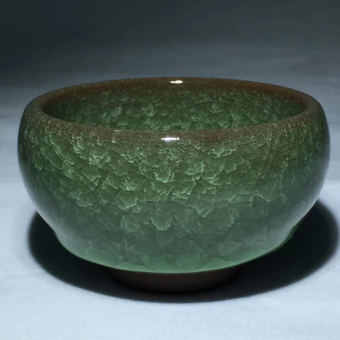 JZ044 Smooth Ice Crack Tenmoku Teacup porcelain Chinese Traditional Crafts Fired in Kiln Natural Clay and Ore Tea Bowl /JIANZHAN