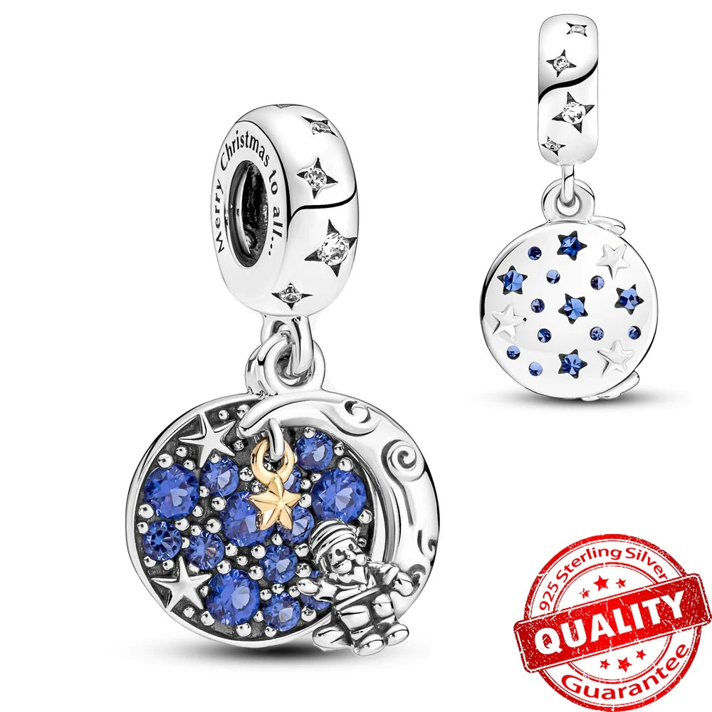 Christmas Series 925 Sterling Silver Gift Box Elk Crystal Ball Love Hot Air Balloon Charms Fit DIY Bracelet Necklace Holiday