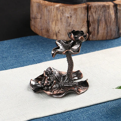 Leaf Tower Incense Zinc alloy Burner Fragrance Holder Backflow Censer Creative Aromatherapy Smoke Reflux Incense Stick Incense