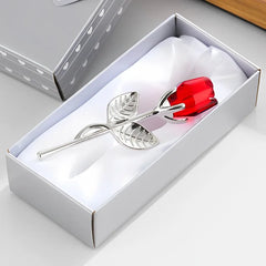 Glass Rose Mini Crystal Flower Artificial Flowers Room Ornament Office Desktop Decoration Wedding Party Valentine's Day Gift