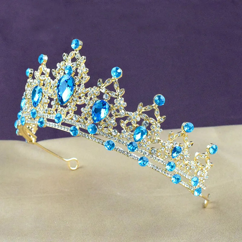 Princess Crown Crystal Tiara Girls Hair Accessories High-end Atmosphere Dance Performance Birthday Gift Crown