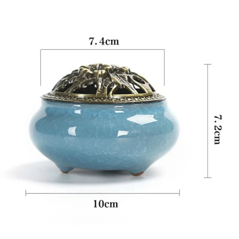 Fashion Lucky Home Decoration for Incense Black Glaze Disc Censer Ceramic Incense Burner Incense Seat Indoor Household