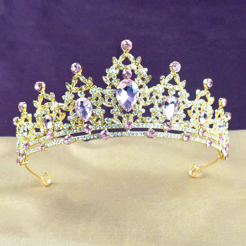Princess Crown Crystal Tiara Girls Hair Accessories High-end Atmosphere Dance Performance Birthday Gift Crown