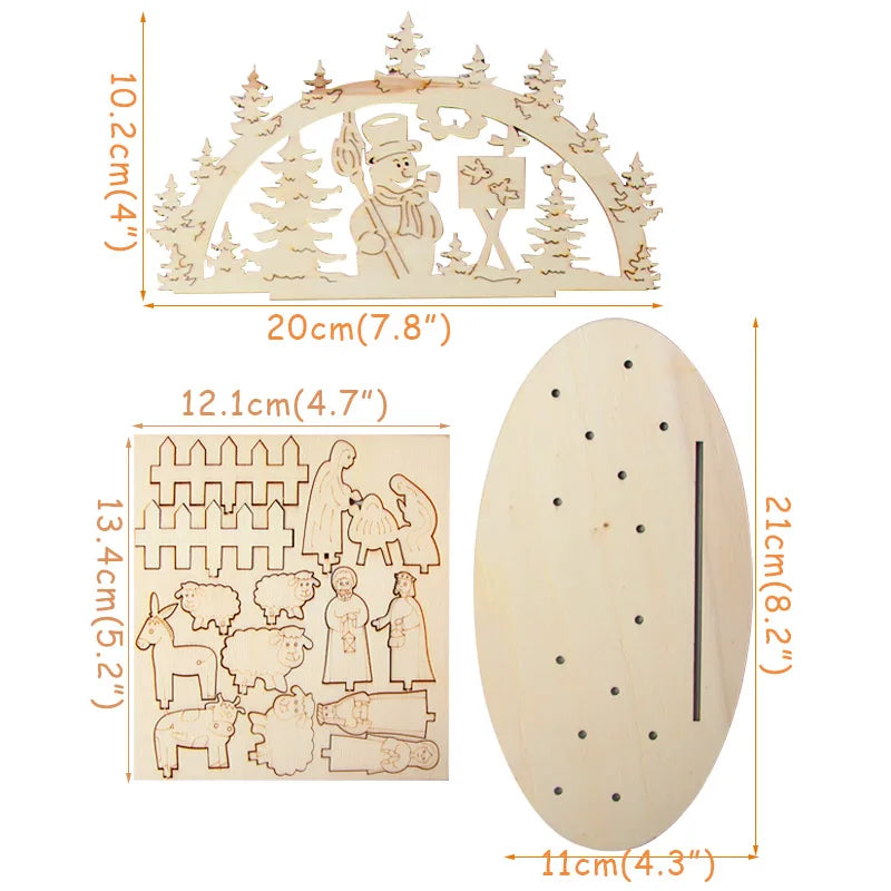 Creative DIY Wooden Christmas Desktop Ornaments Snowman Church Wood Craft New Year Christmas Decorations for Home Navidad Noel