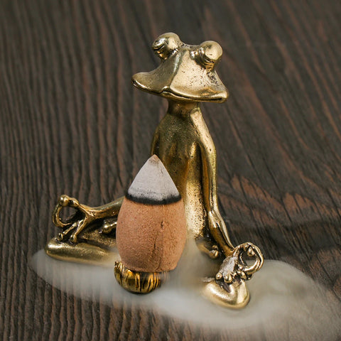 1PC Retro Ornament Incense Burner Frog Statue Animal Accessories Sculpture Home Decor Desk Decoration Meditation Zen Mini Crafts