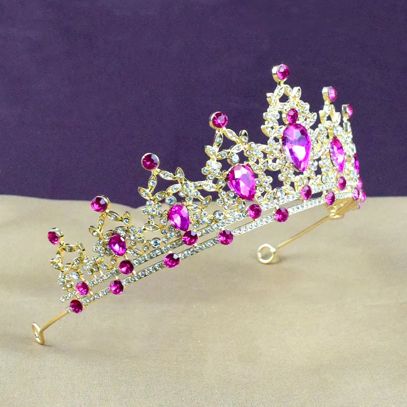 Princess Crown Crystal Tiara Girls Hair Accessories High-end Atmosphere Dance Performance Birthday Gift Crown