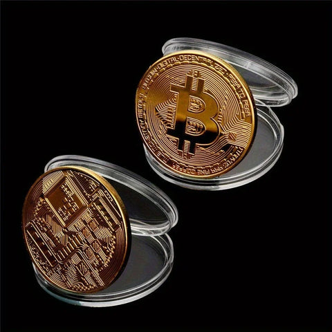 Gold Plated Bitcoin Coin Collectible Art Collection Gift