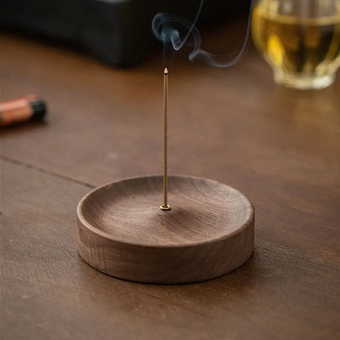 1 Pc Portable Wood Round Incense Censer Stick Holder Burner Stand Mini Incense Holde Multifunction Teahouse Accessory Home Decor