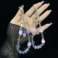 Crystal Flower Buds Fine Sparkling Beads Bag Accessories Keychains Hanging Ropes For Mobile Phone Bracelets Small Gifts