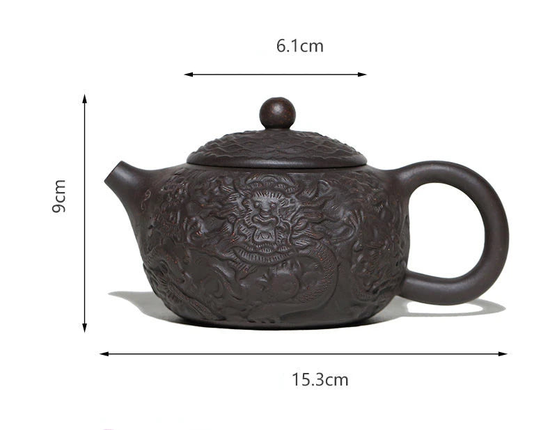 300ml Yixing Purple Sand Pot Handmade Teapot Home Chinese Kung Fu Tea Set Embossed Dragon Teapot