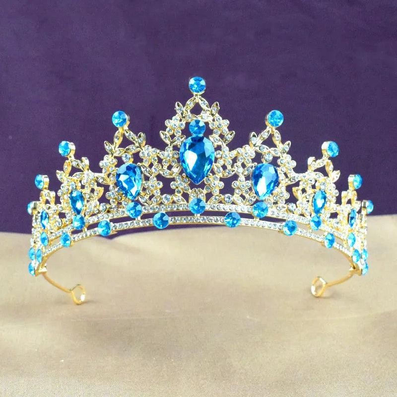 Princess Crown Crystal Tiara Girls Hair Accessories High-end Atmosphere Dance Performance Birthday Gift Crown